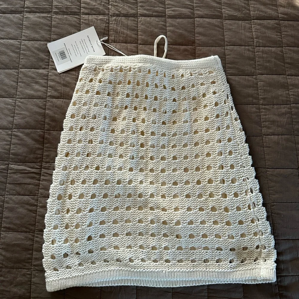 Sabo Skirt Cream Crochet Mini Skirt